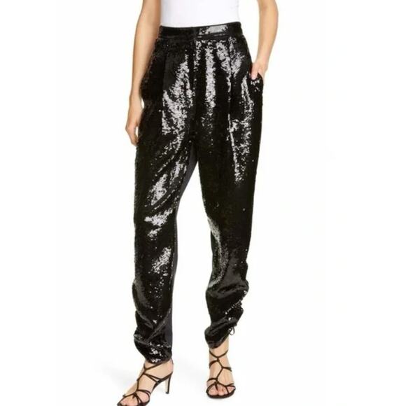 New Tibi Sequin Pant Navy Black Combo Wool Trouser 0 / XS - Picture 7 of 14